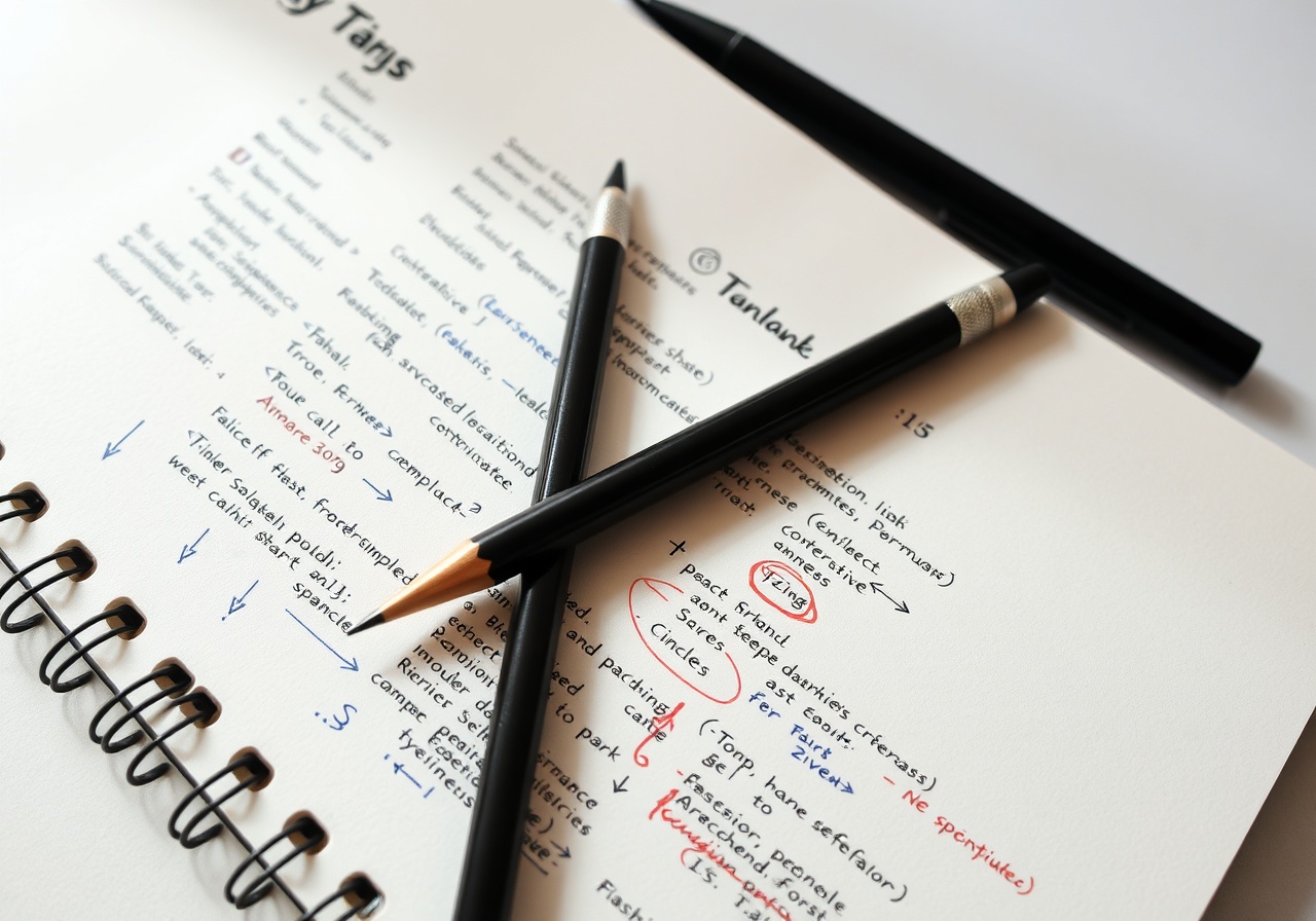 Developer's annotated notebook showing Texkit template syntax notes